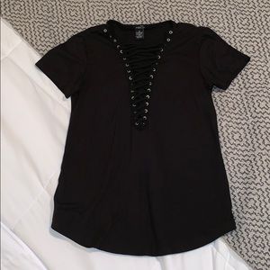 Going out tied laces shirt